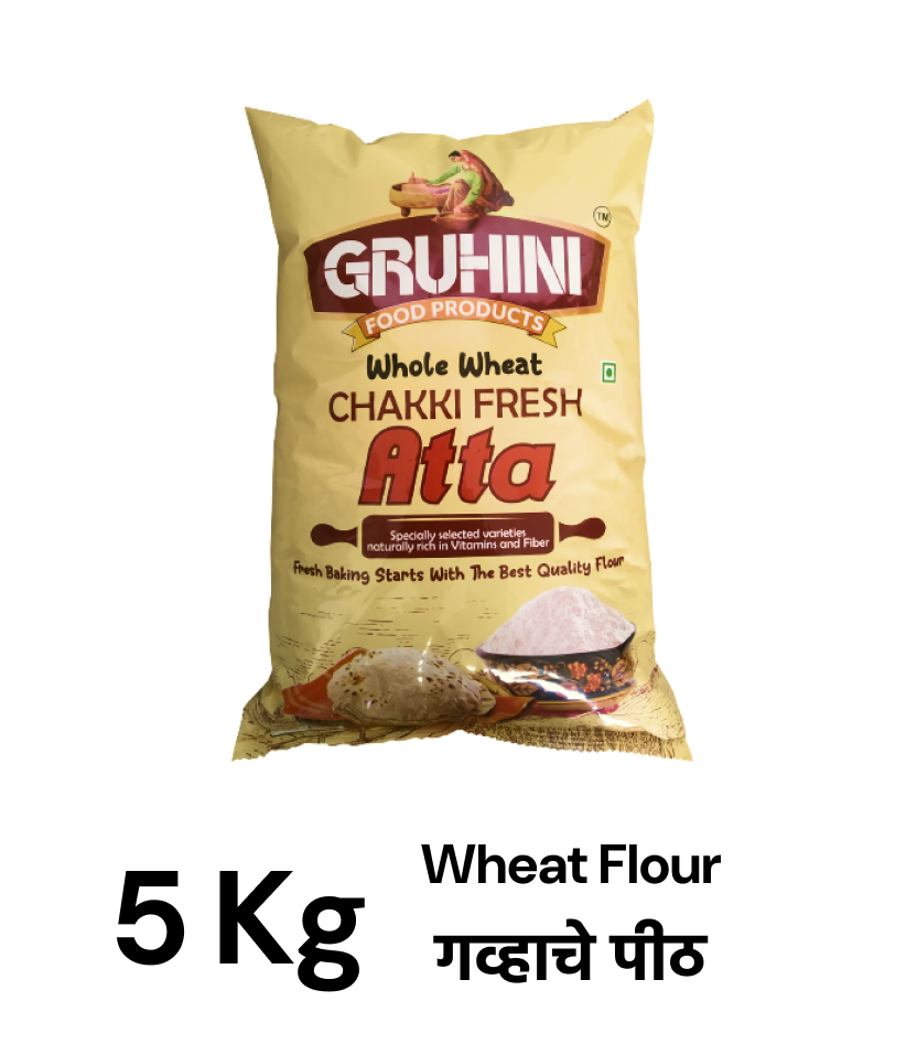 Gruhini Atta - 5 Kg - Chakki Fresh Atta / Wheat Flour